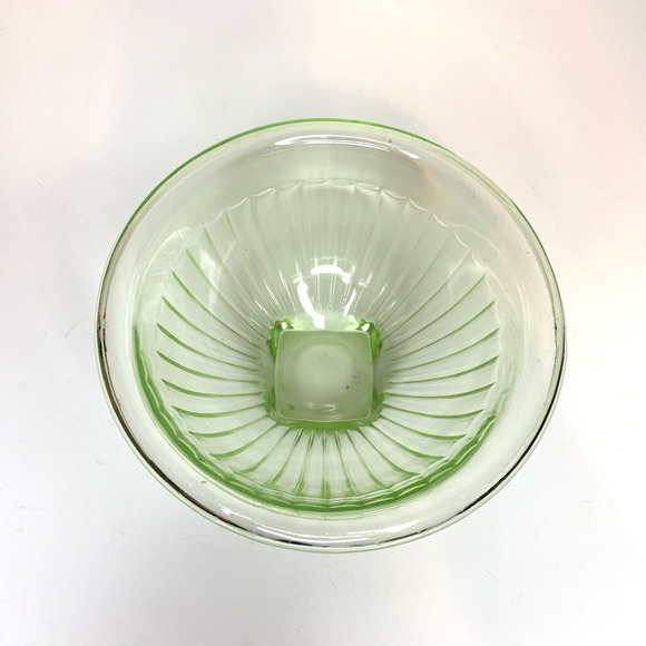Vintage Pale Green Ribbed Federal Uranium Glass Nesting Mixing bowl 6” Diameter - Picture 2 of 7